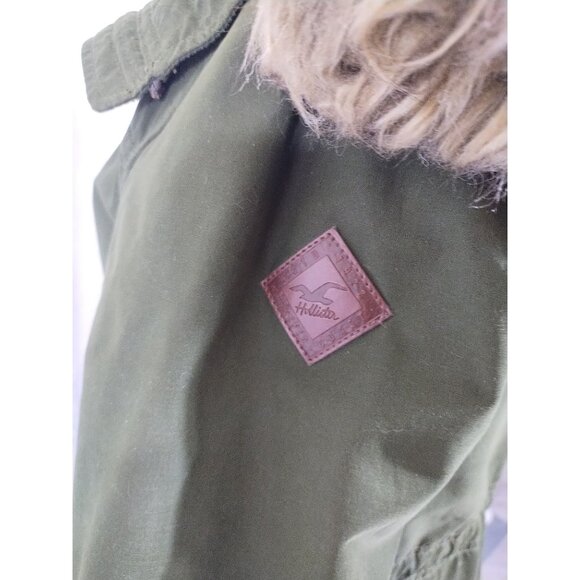 Hollister Faux Fur Sherpa Lined Hooded Utility Parka S Weather Resistant - Picture 6 of 8